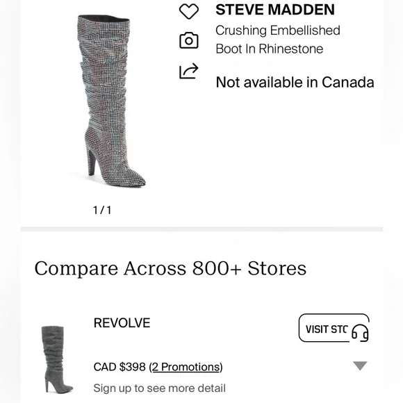 Steve Madden Silver Rhinestone Heeled Boots - Picture 9 of 9